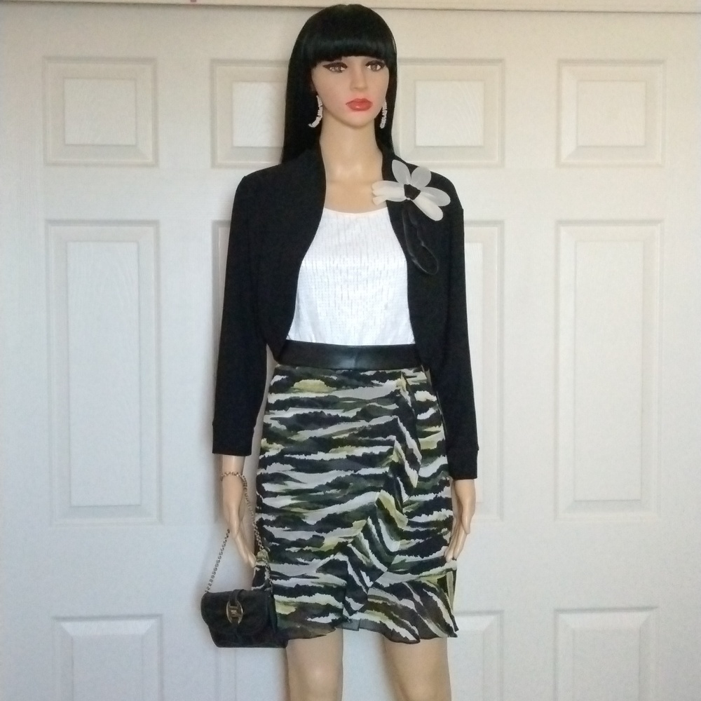 DKNY wrap ruffle skirt/ Alfani bolero